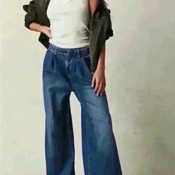 Free People We The Free Equinox Denim Slouchy Wide Leg Trouser Jeans NWOT 30 - Picture 2 of 11